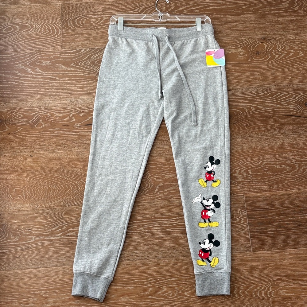 Disney Mickey Mouse Jogger Sweatpants Gray Graphic Lounge Pants Size S